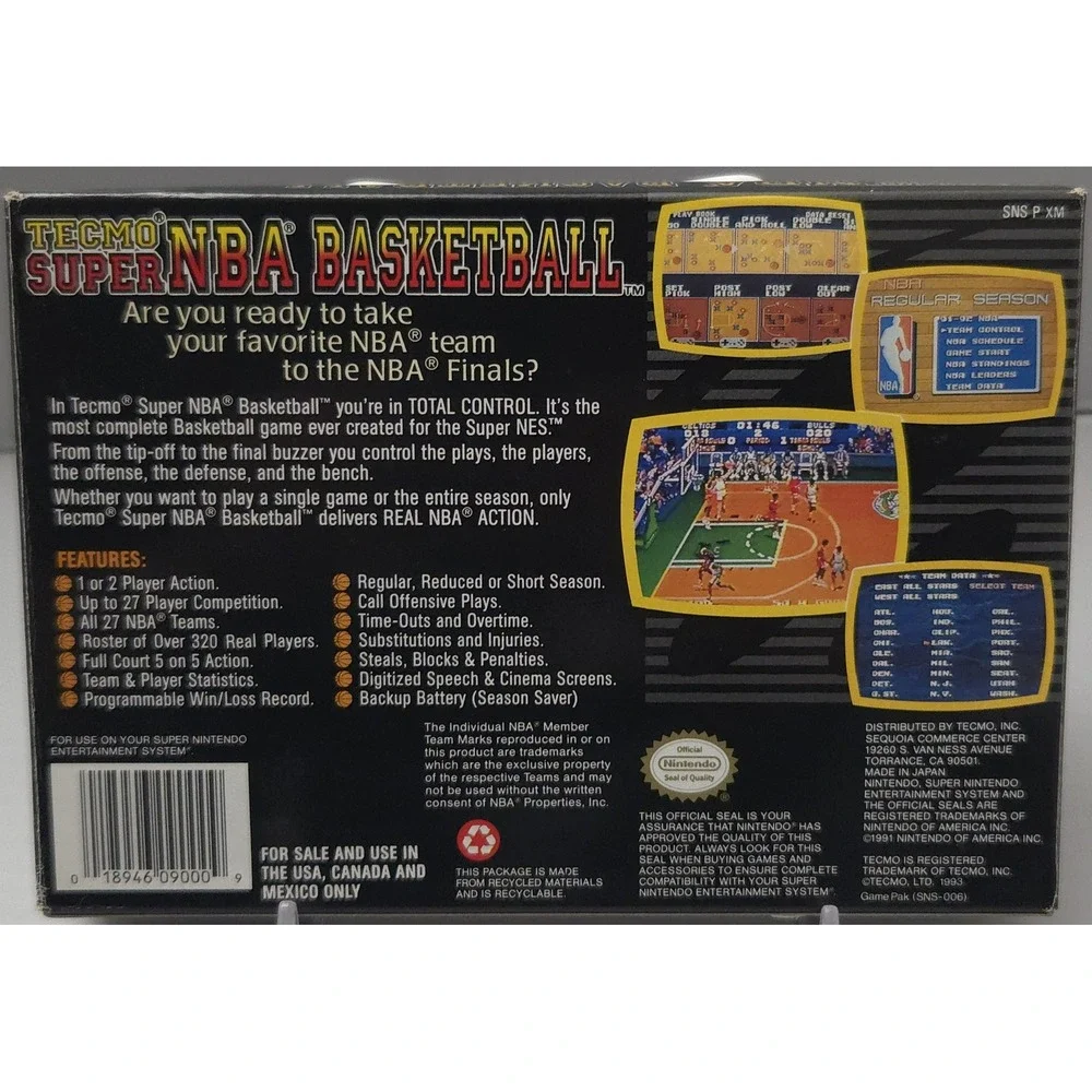 Tecmo SNS-XM-USA Super NBA Basketball SNES - CIB Nintendo Complete - Tested